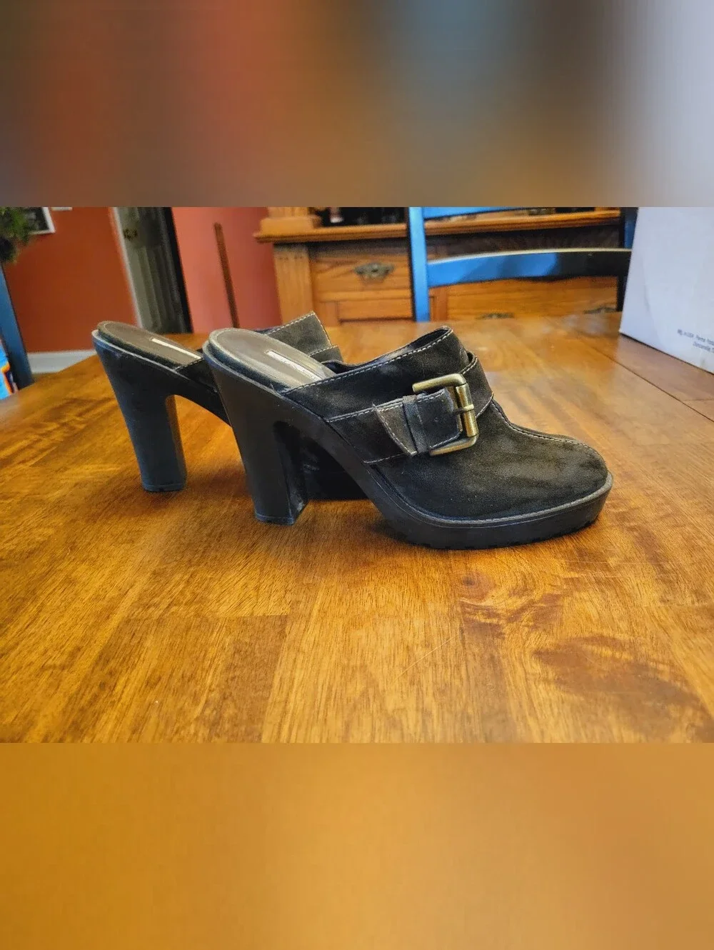 Via Spiga Olive Suede Buckle Mule Booties